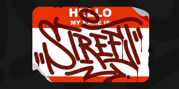 Абстрактная плоская наклейка в стиле граффити Hello My Name Is Some Street Art Lettering Vector Illustration Art