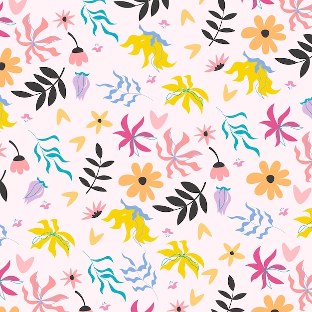 Vector abstract flat hand draw floral pattern background. vector illustration.