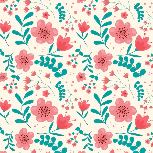 Abstract flat hand draw floral pattern background. Vector illustration.