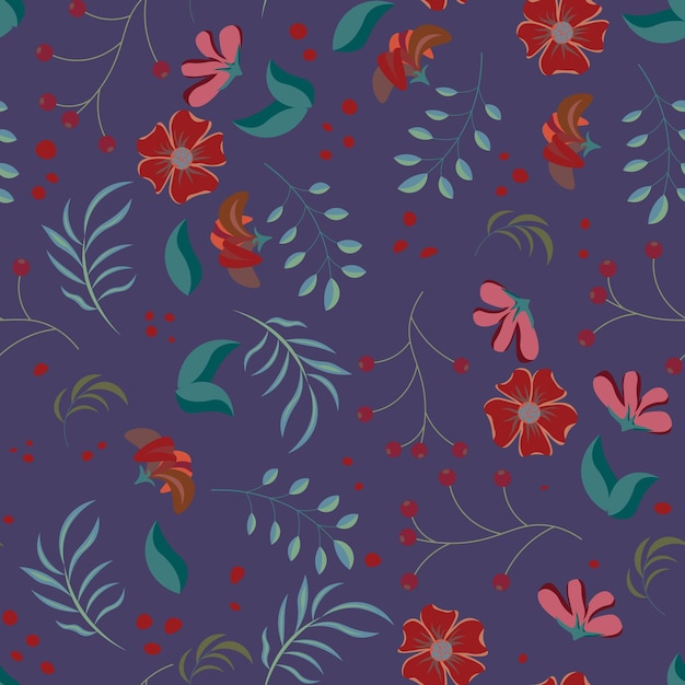 Abstract flat hand draw floral pattern background Vector