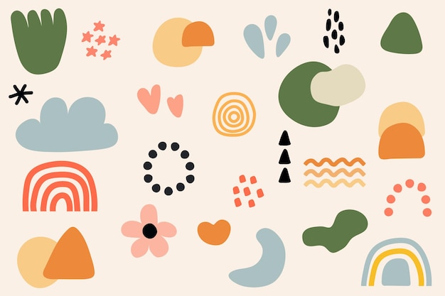 Abstract flat hand drawn shapes collection