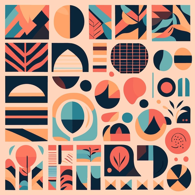 Abstract Flat Icons Set HandDrawn Vector Shapes Collection