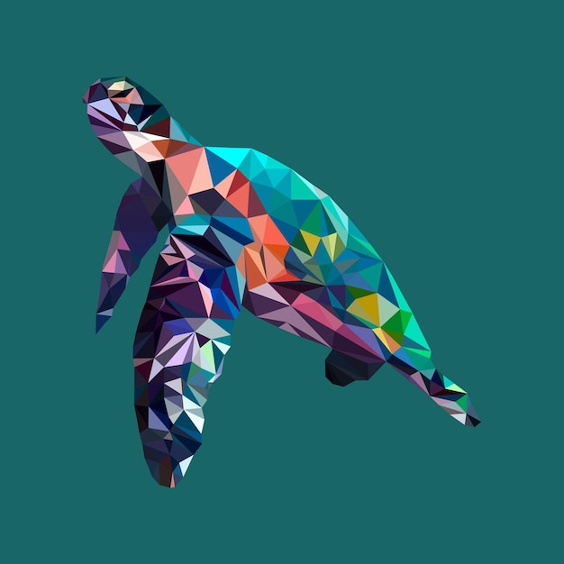 Abstract flat image Geometric sea turtle vector low poly