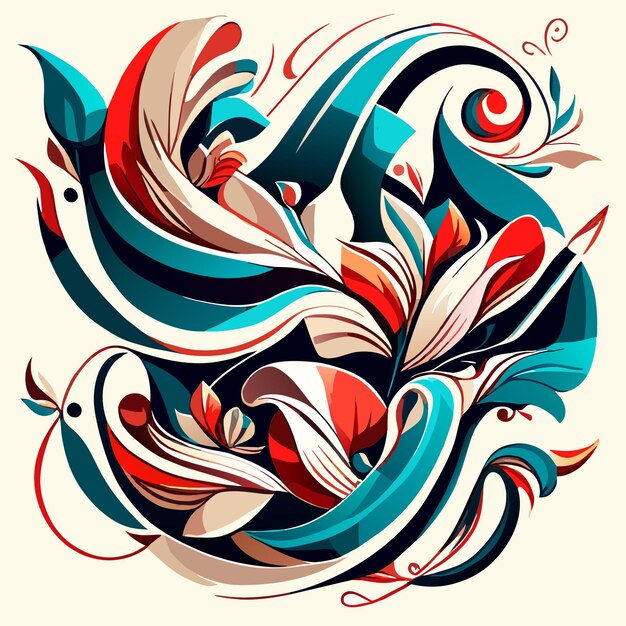 Vector abstract flora dance digital art delight