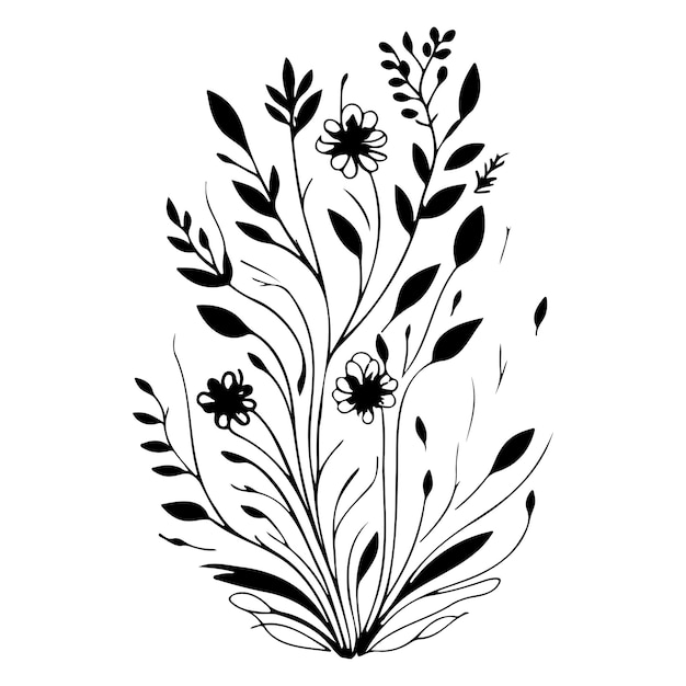 추상적인 꽃 예술 템플릿 식물 일러스트레이션 스케치 드로잉