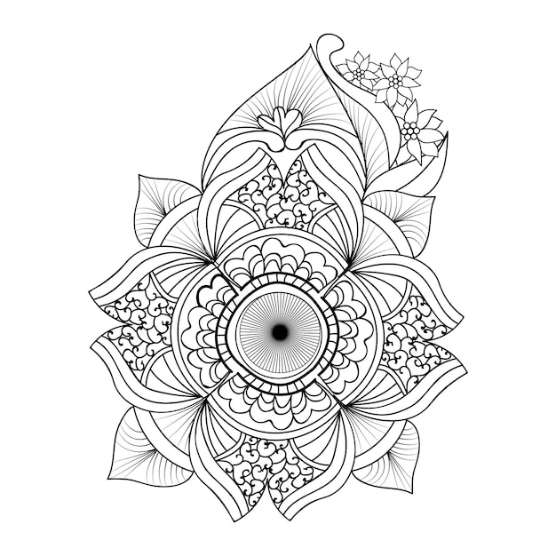 abstract floral background black and white mandala zendoodle outline illustration isolated image