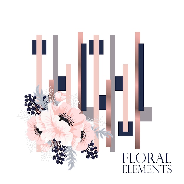 Abstract floral background design with geometric elements