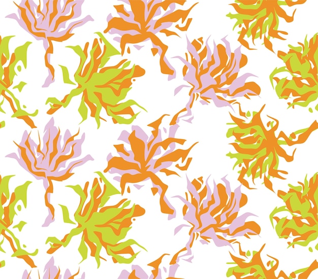 벡터 패션 인쇄에 대한 추상 꽃 브러시 스트로크 원활한 패턴 배경