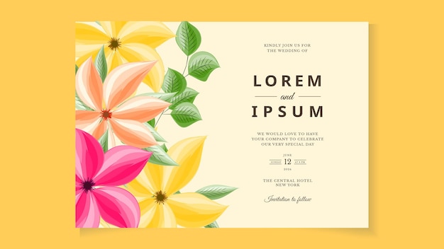 Abstract floral flower wedding marriage event invitation card template