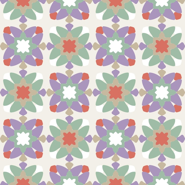 Abstract Floral Geometric Ethnic Shapes Seamless Vector Pattern Quilt Style Lines Trendy Fashion