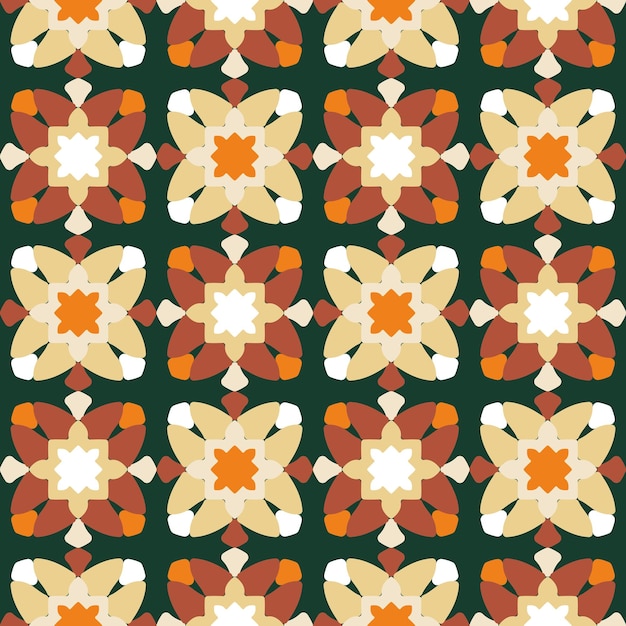 抽象的な花の幾何学的なエスニック図形のシームレスなベクトル パターン キルト スタイル ライン トレンディなファッション