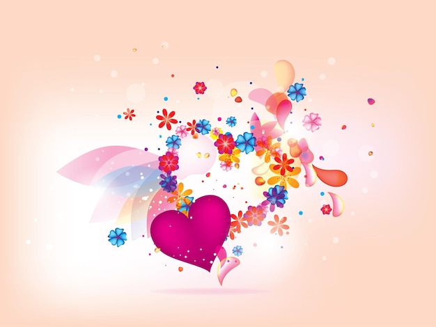 Vector abstract floral heart background for vlentines day