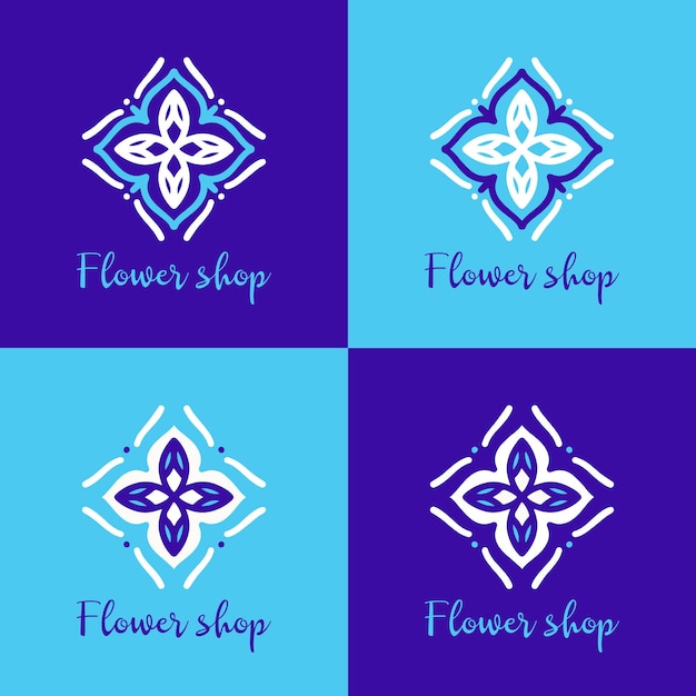 Abstract floral logo collection or flowers logo icon set design template vector illustration