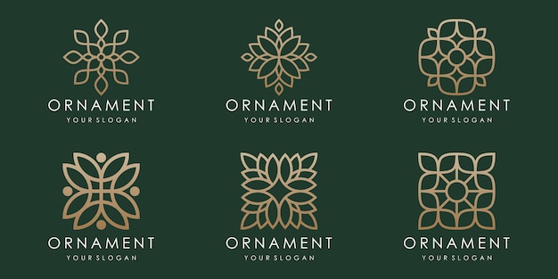 Abstract floral ornament logo and icon set. design template vector.