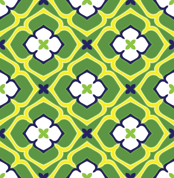 Abstract Floral Ottoman Style Ceramic Aztec Tile Moroccan Vector Seamless Pattern Porcelain Concept