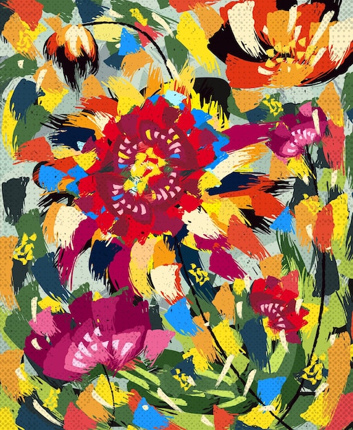 Vector abstract floral painting