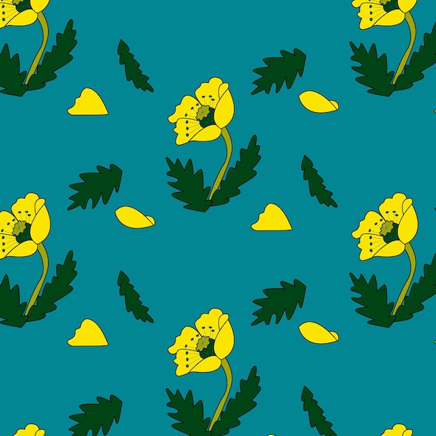 Abstract floral pattern . yellow poppies .