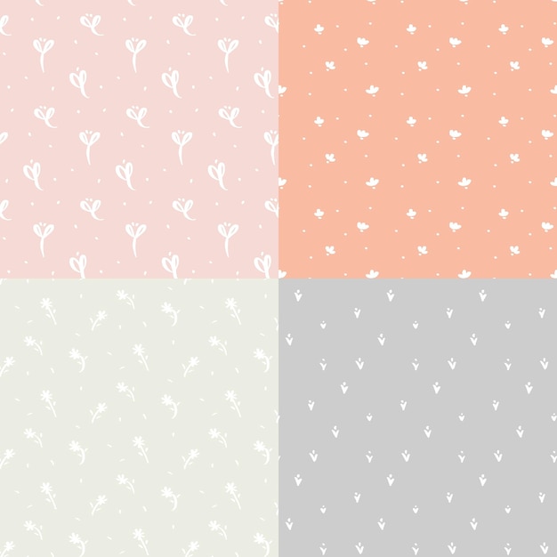 Vector abstract floral patterns in pastel colors