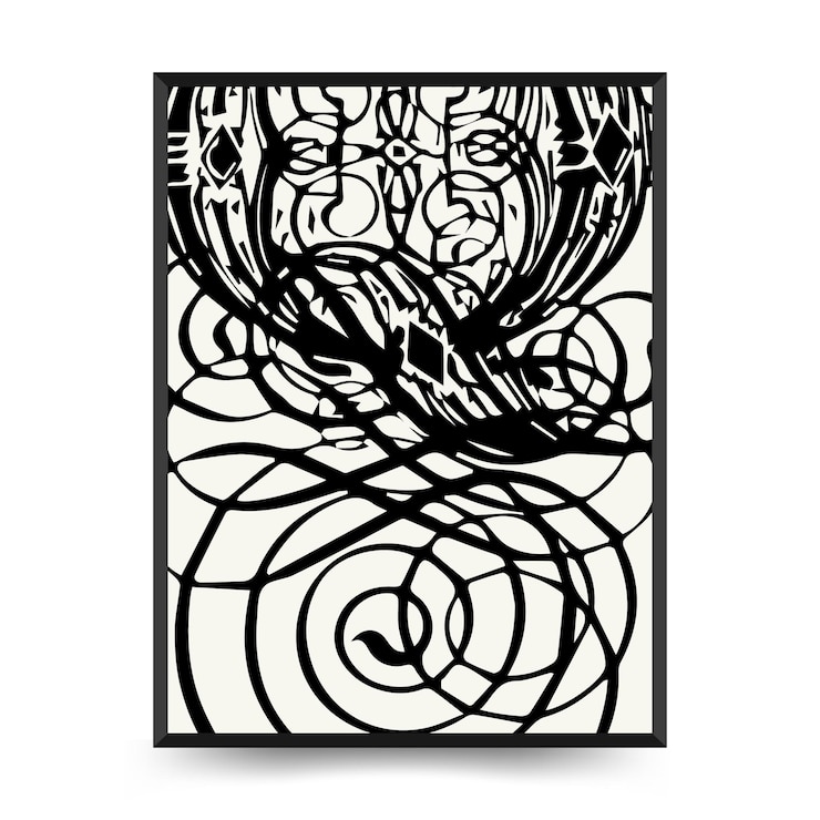 Vector abstract floral posters template. modern botanical trendy black style. vintage flowers. ink wall  ar