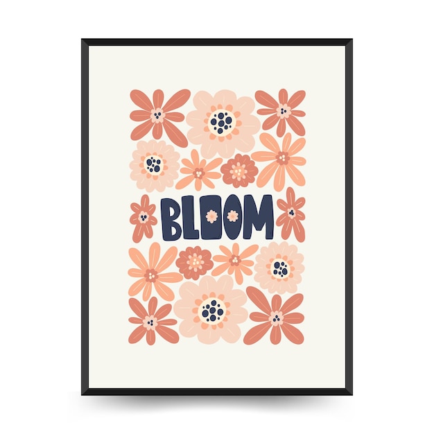 Vector abstract floral posters template modern trendy matisse minimal style groovy hand drawn design