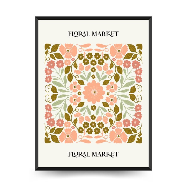 Abstract floral posters template Modern trendy Matisse minimal style Groovy Hand drawn design