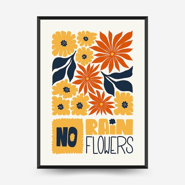 Abstract floral posters template Modern trendy Matisse minimal style Pink and blue colors