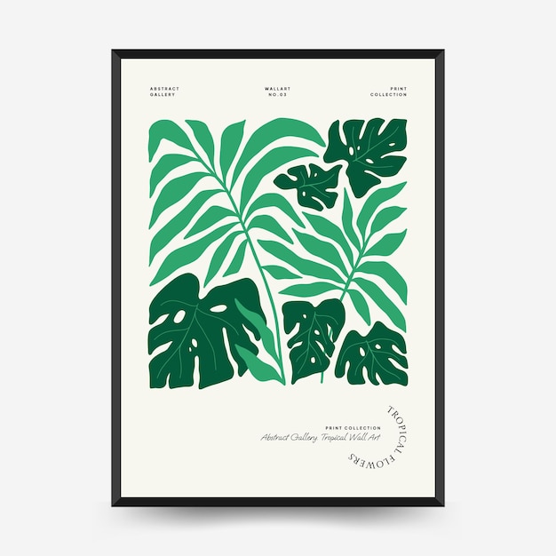 Abstract floral posters template Modern trendy Matisse minimal style Tropical jungle