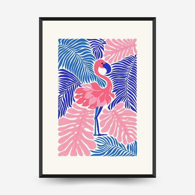 Abstract floral posters template Modern trendy Matisse minimal style Tropical jungle