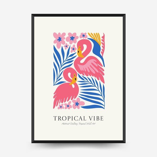 Abstract floral posters template Modern trendy Matisse minimal style Tropical jungle