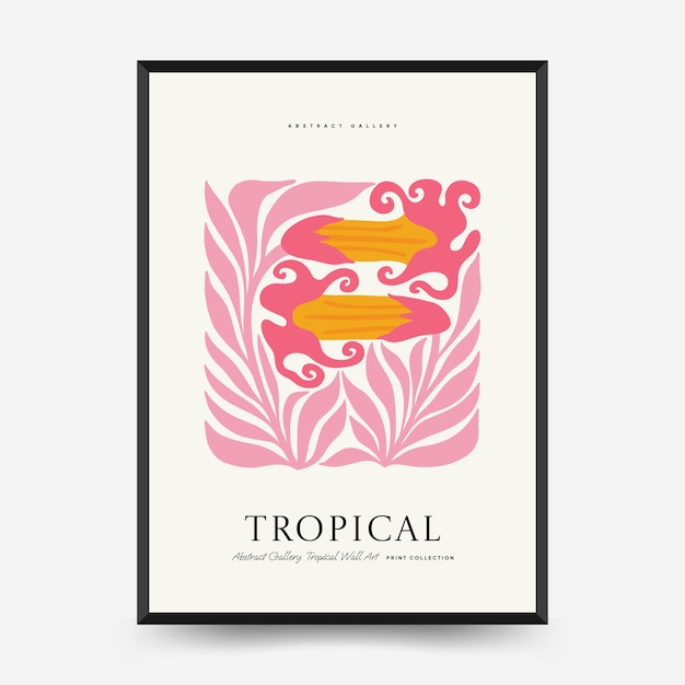 Abstract floral posters template Modern trendy Matisse minimal style Tropical jungle