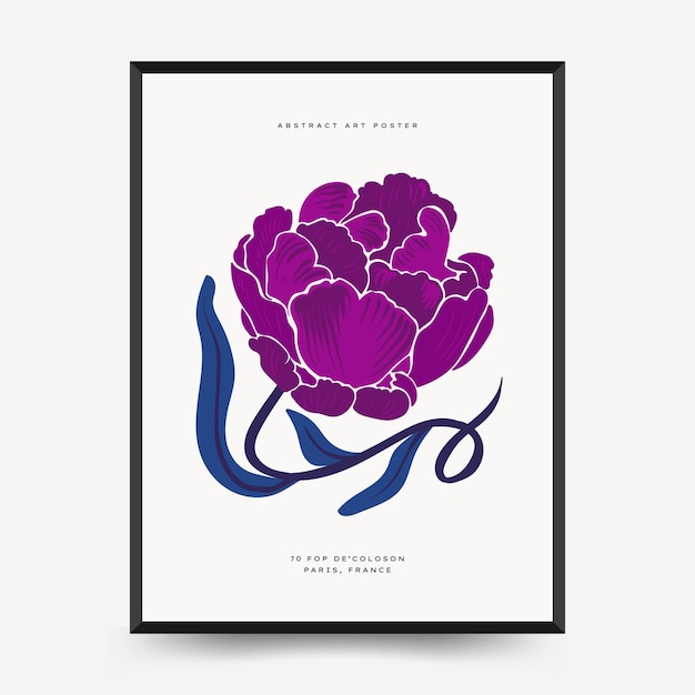 Abstract floral posters template Modern trendy Matisse minimal style