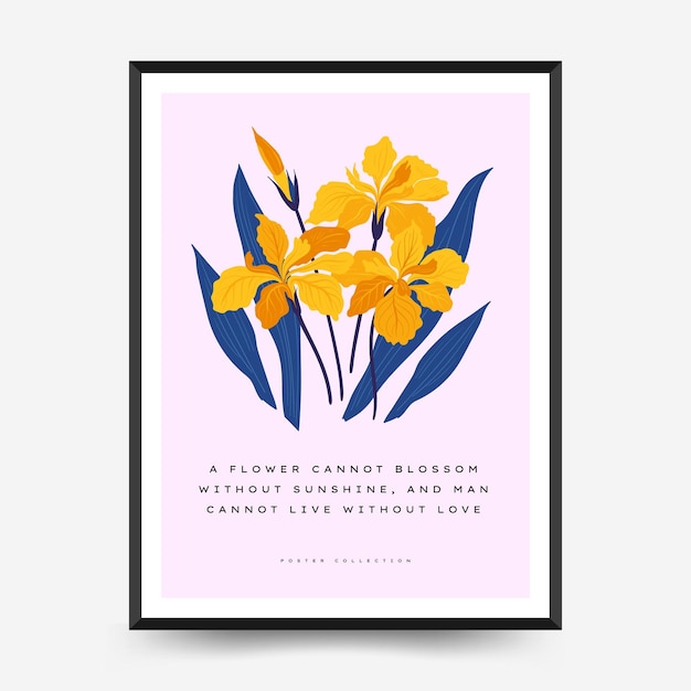 Abstract floral posters template Modern trendy Matisse minimal style