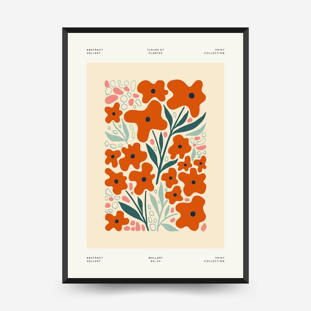 Abstract floral posters template. Modern trendy Matisse minimal style.