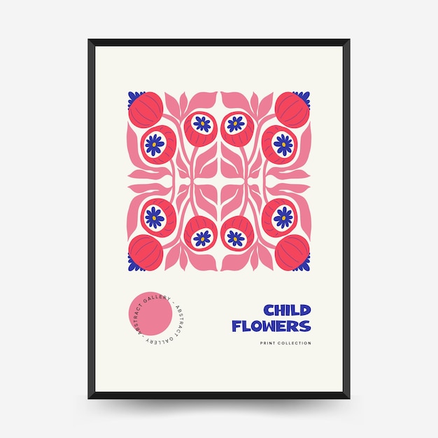 Abstract floral posters template. Modern trendy Matisse minimal style.