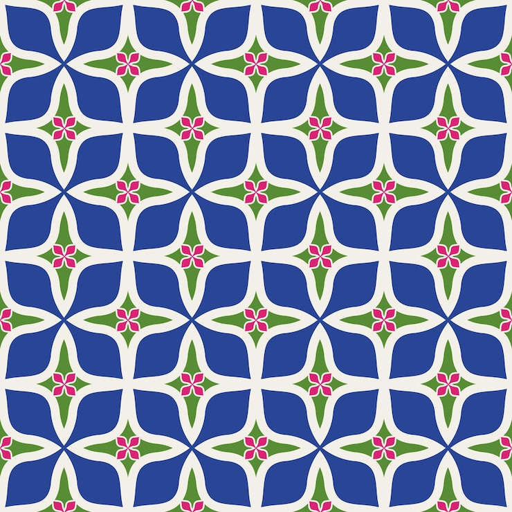 Vector abstract floral retro geometric decorative cross shapes seamless pattern psychedelic repetition
