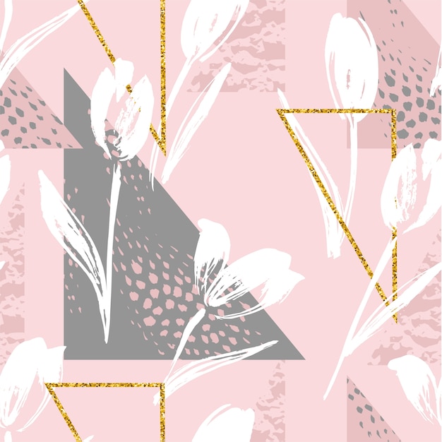 Abstract floral seamless pattern tulips.