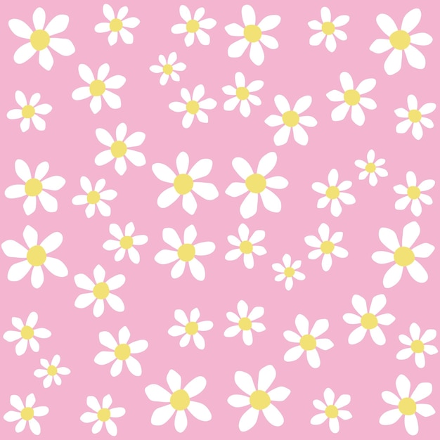 Abstract Floral Seamless Pattern With Hand Drawn, Trendy Hand Drawn Textures Daisy Flower