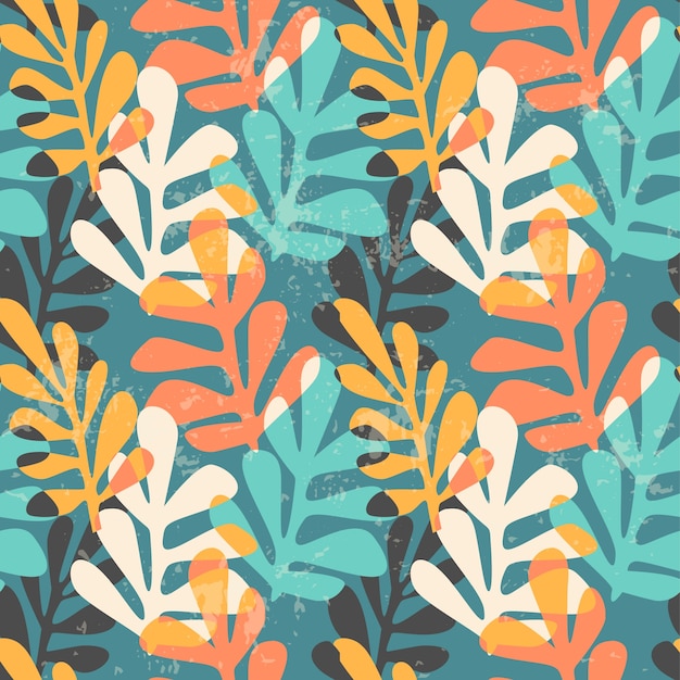 Abstract floral seamless pattern with trendy hand drawn textures.