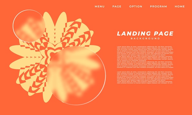 Abstract floral shape background template copy space Geometric orange landing page design