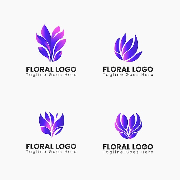 Vector abstract floral shape logo design template