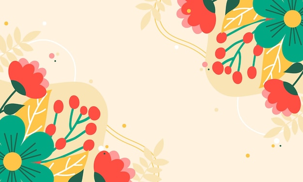 Abstract floral spring orange background flat design