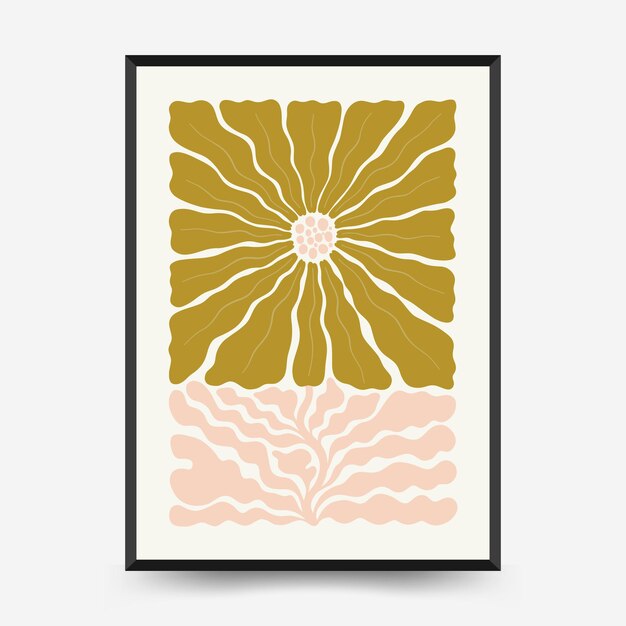 Abstract floral and women posters template Modern trendy Matisse minimal style Cute girl