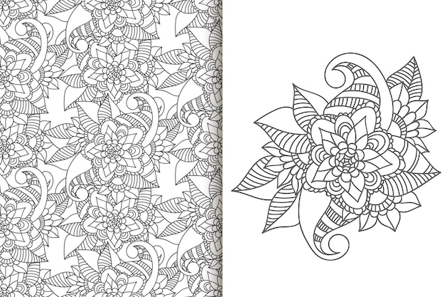 シームレスなパターンと抽象的な花の花束花の背景セット