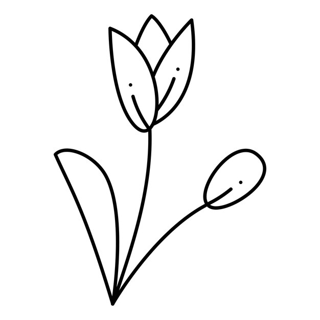 Abstract flower Doodle vector black and white illustration