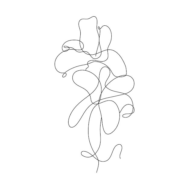 Abstract Flower Lily one line art drawing singulart aesthetic minimalist vector Isolated white