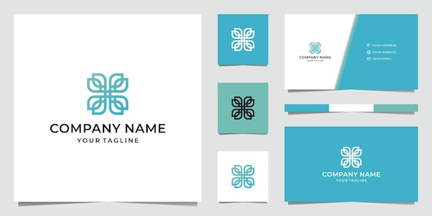 Abstract Flower Line Art Logo Design