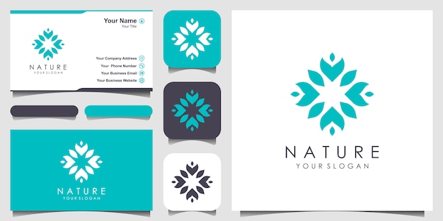 Abstract flower logo and business card