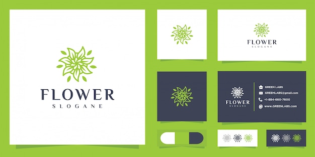 Abstract flower logo and business card