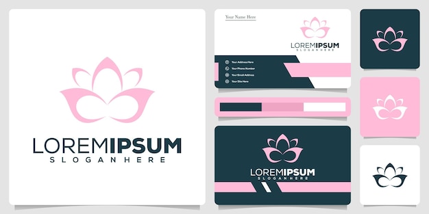 Vector abstract flower logo template and business card