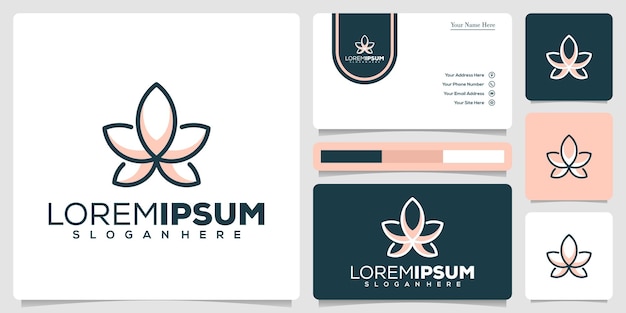 Vector abstract flower logo template and business card